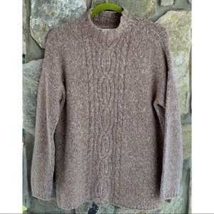 Oatmeal Knit Wool Sweater Mock Neck